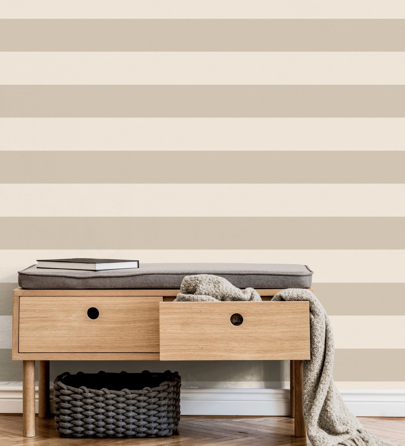 Papel pintado rayas beige y crema  Avalon Stripe 683621