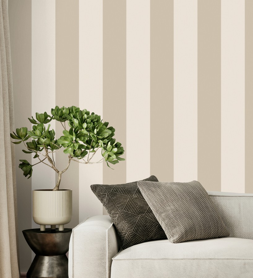 Papel pintado rayas beige y crema  Avalon Stripe 683621