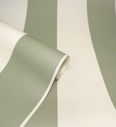 Papel pintado rayas verde y beige claro Avalon Stripe 683622
