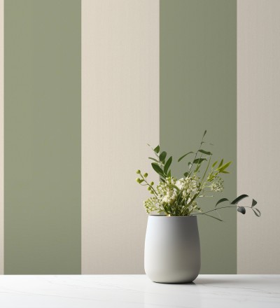 Papel pintado rayas verde y beige claro Avalon Stripe 683622