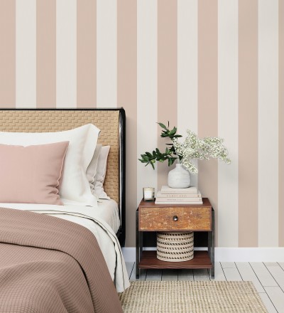 Papel pintado rayas rosa y blanco Avalon Stripe 683624