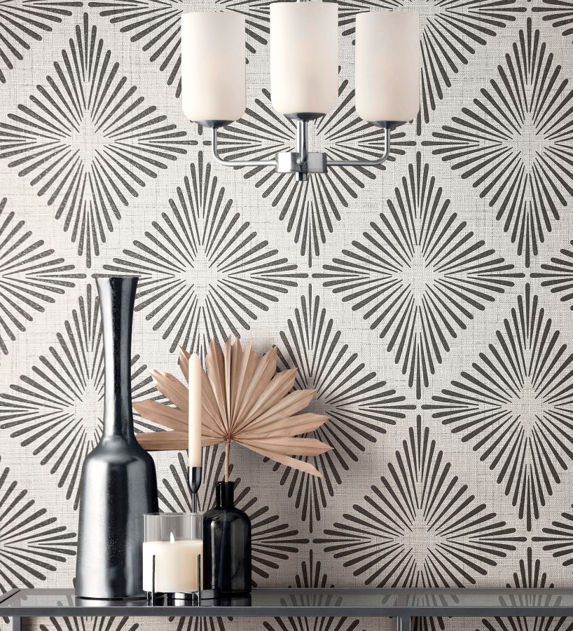 Papel pintado de rombos negros estilo Art Déco  Polaris Diamond 683625