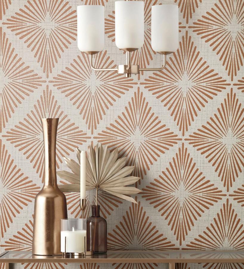 Papel pintado de rombos color cobre estilo Art Déco  Polaris Diamond 683626