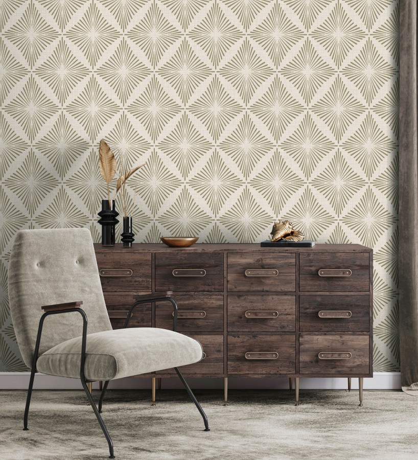 Papel pintado de rombos marrones estilo Art Déco  Polaris Diamond 683627
