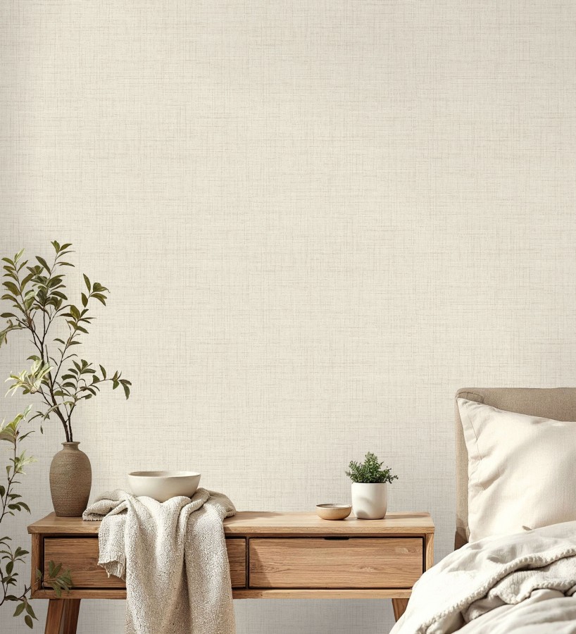 Papel pintado efecto lino fondo color natural textura en relieve blando  Neville Texture 683628