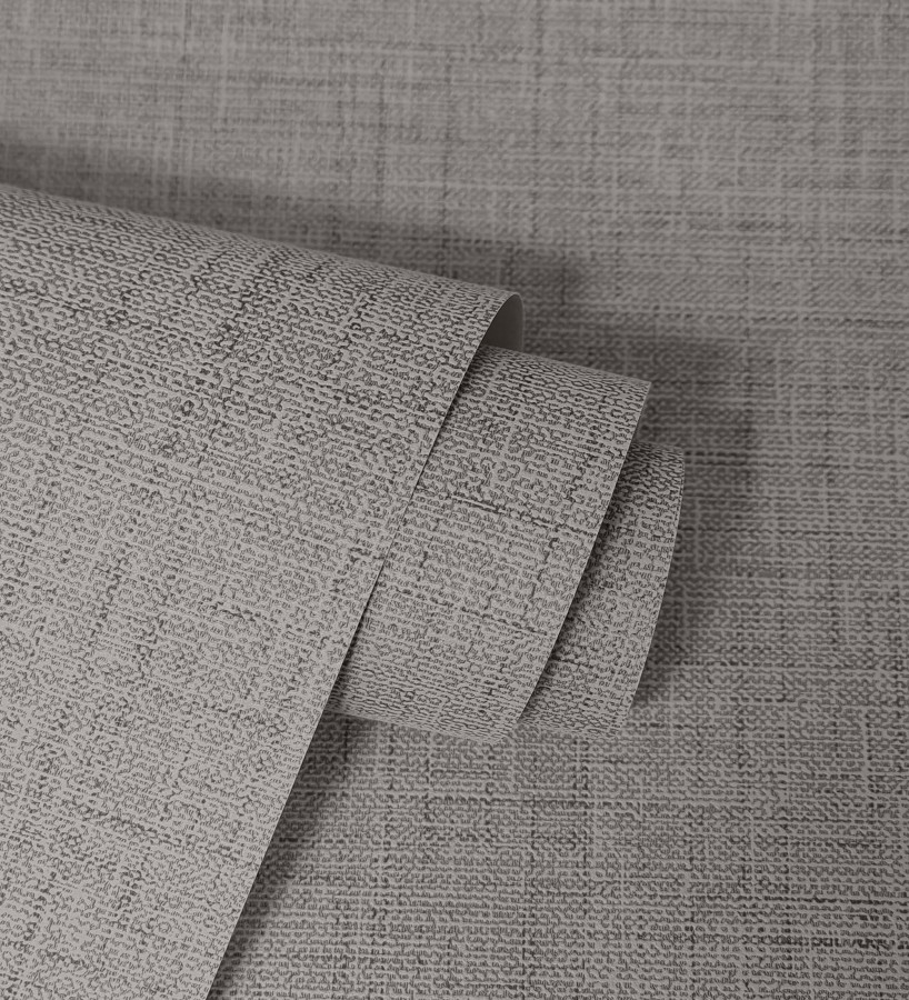 Papel pintado efecto lino fondo gris carbón textura en relieve blando  Neville Texture 683629