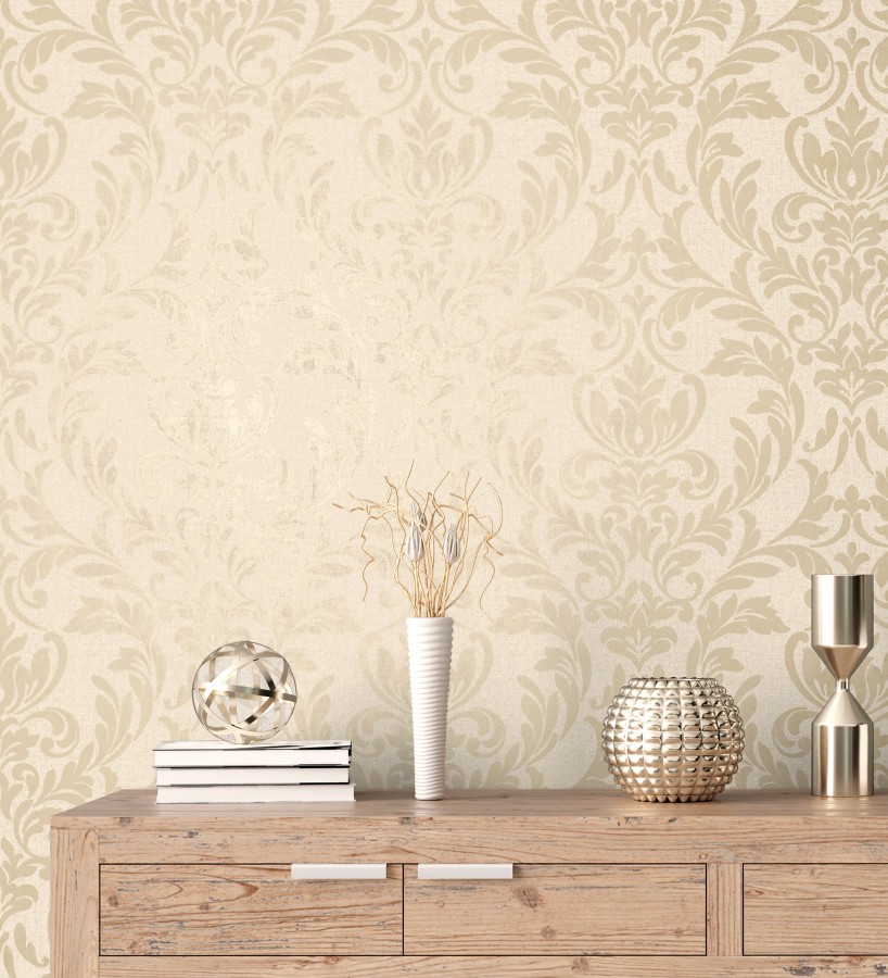 Papel pintado damasco color dorado en relieve  Verona Romantic 683636
