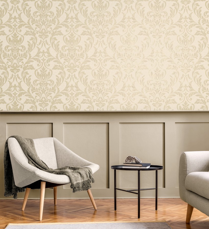 Papel pintado damasco color dorado en relieve  Verona Romantic 683636