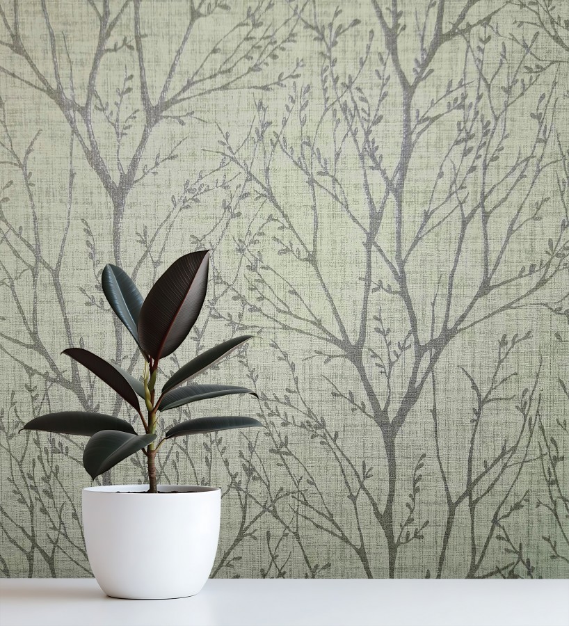 Papel pintado de ramas estilo nórdico tonos verdes  Oregon Arboreal 683639