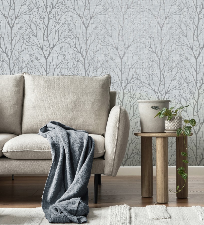 Papel pintado de ramas estilo nórdico tonos azules  Oregon Arboreal 683640