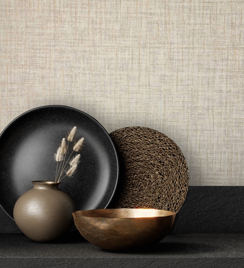 Papel pintado liso imitación tela tonos beige  Oregon Plain 683642