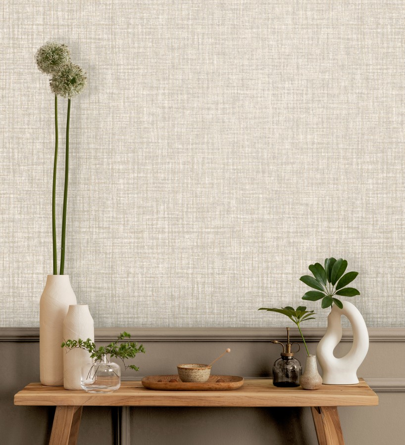 Papel pintado liso imitación tela tonos beige  Oregon Plain 683642