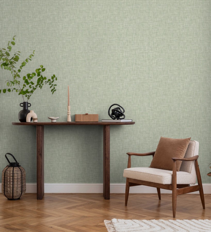 Papel pintado liso imitación tela tonos verdes  Oregon Plain 683643