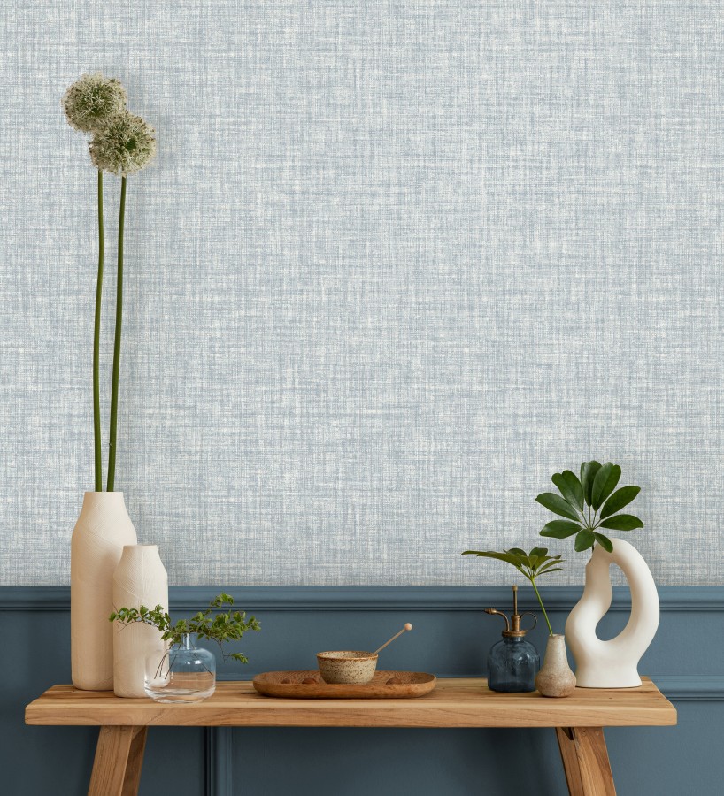 Papel pintado liso imitación tela tonos azules  Oregon Plain 683644