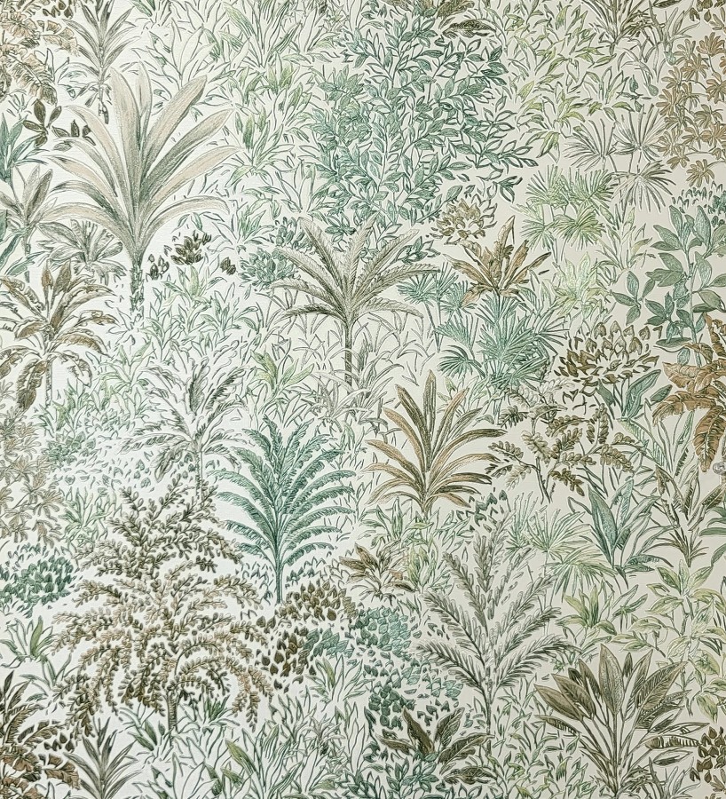 Papel pintado de selva tropical con hojas bordadas en relieve  Bali Paradise 683645