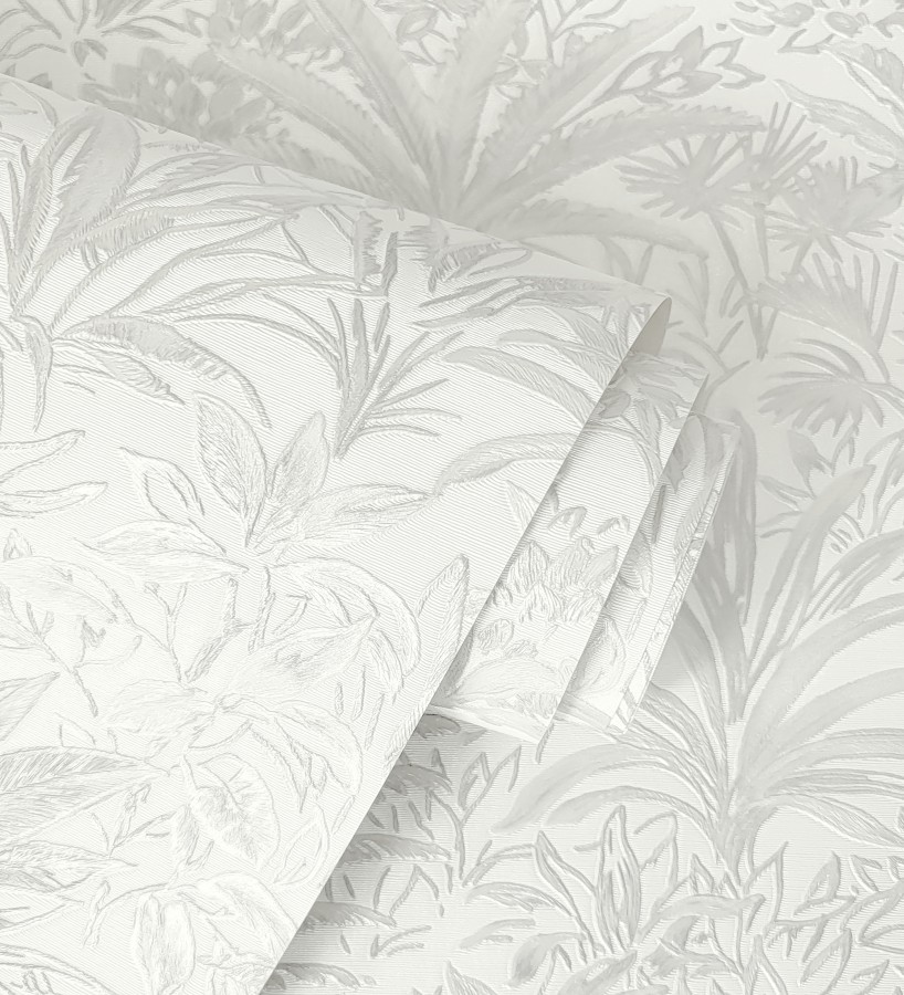 Papel pintado de selva tropical con hojas bordadas en relieve  Bali Paradise 683646