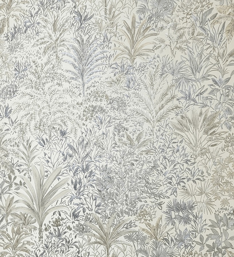 Papel pintado de selva tropical con hojas bordadas en relieve  Bali Paradise 683647