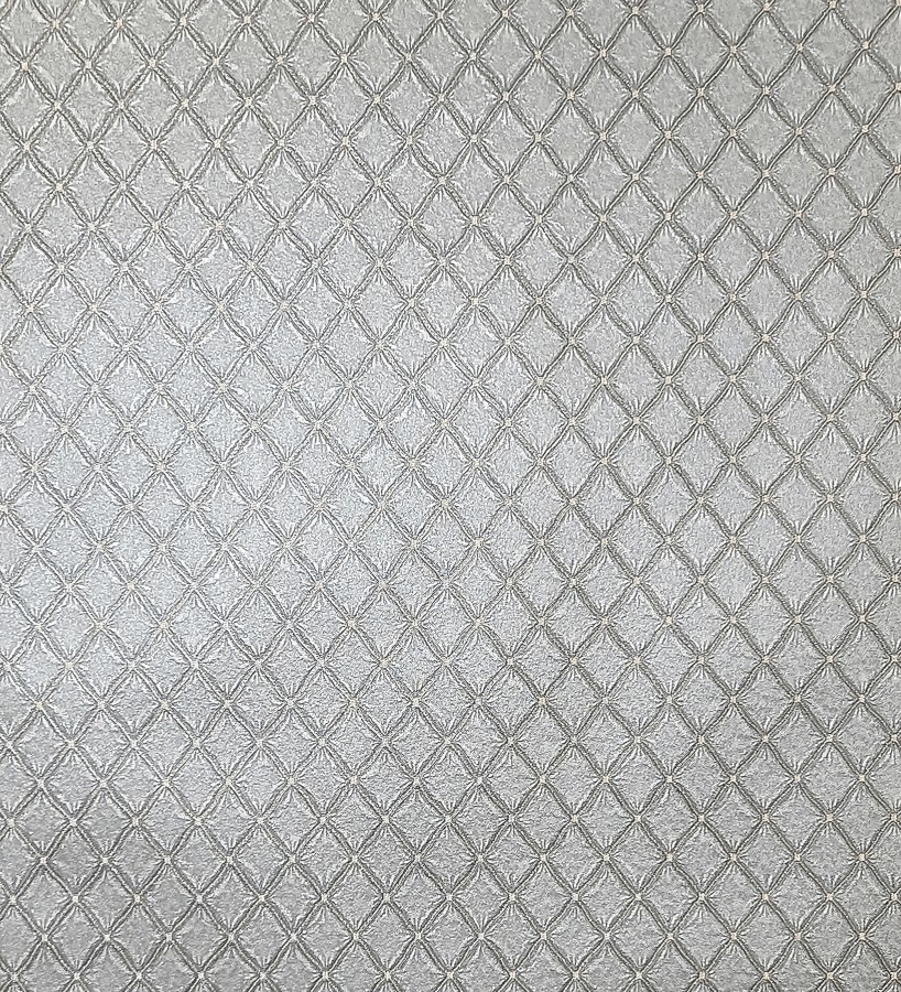 Papel pintado de rombos de capitone bordados en relieve tonos metalizados  Kensington Quilted 683650