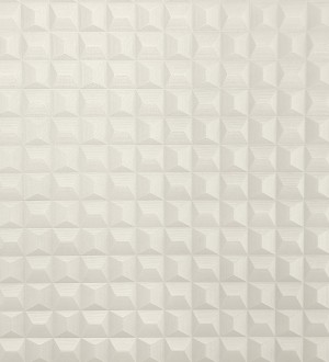 Papel pintado de cubos 3 d con textura acero cepillado color blanco roto Barret Dimension 683652