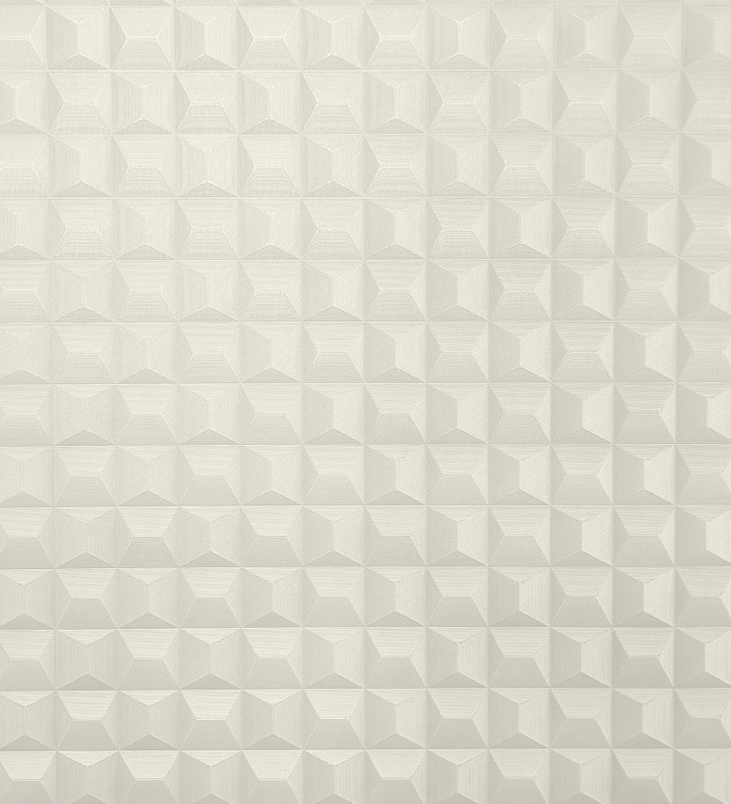 Papel pintado de cubos 3 d con textura acero cepillado color blanco roto  Barret Dimension 683652