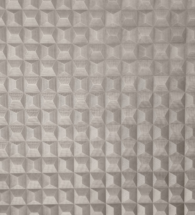 Papel pintado de cubos 3 d con textura acero cepillado color gris visón  Barret Dimension 683653