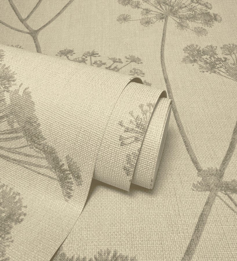 Papel pintado de hojas marrón con fondo textil en relieve  Marlow Wildflower 683656