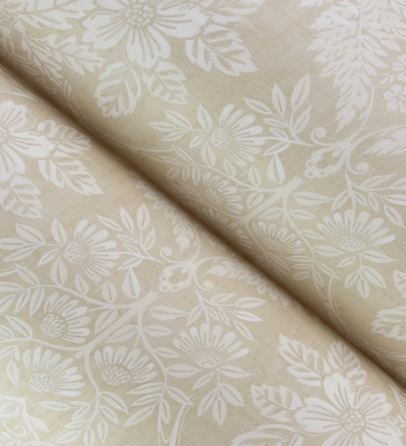 Papel pintado damasco artístico con flores y pájaros fondo beige  Charlotte Heritage 683660