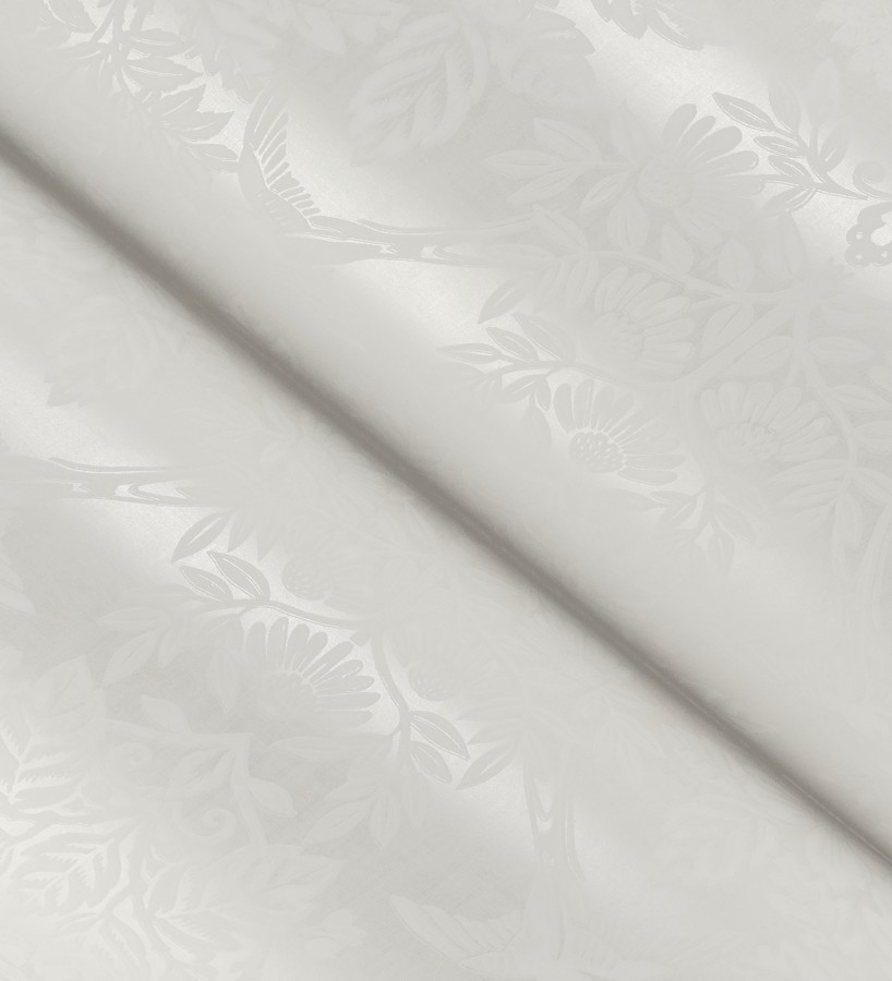 Papel pintado damasco artístico con flores y pájaros fondo nácar blanco  Charlotte Heritage 683663