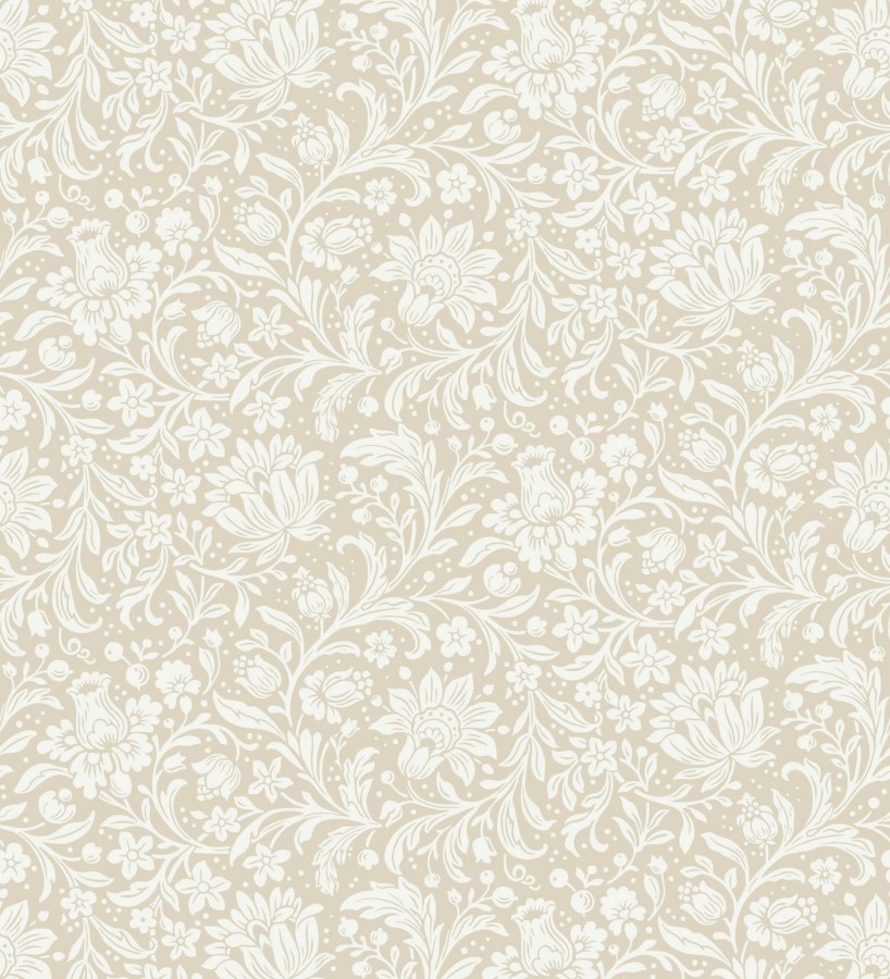 Papel pintado floral con hojas estilo vintage fondo beige  Waverly Ornate 683664
