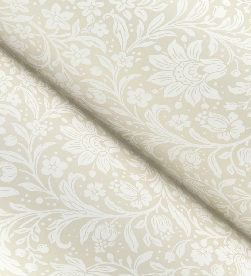 Papel pintado floral con hojas estilo vintage fondo beige  Waverly Ornate 683664