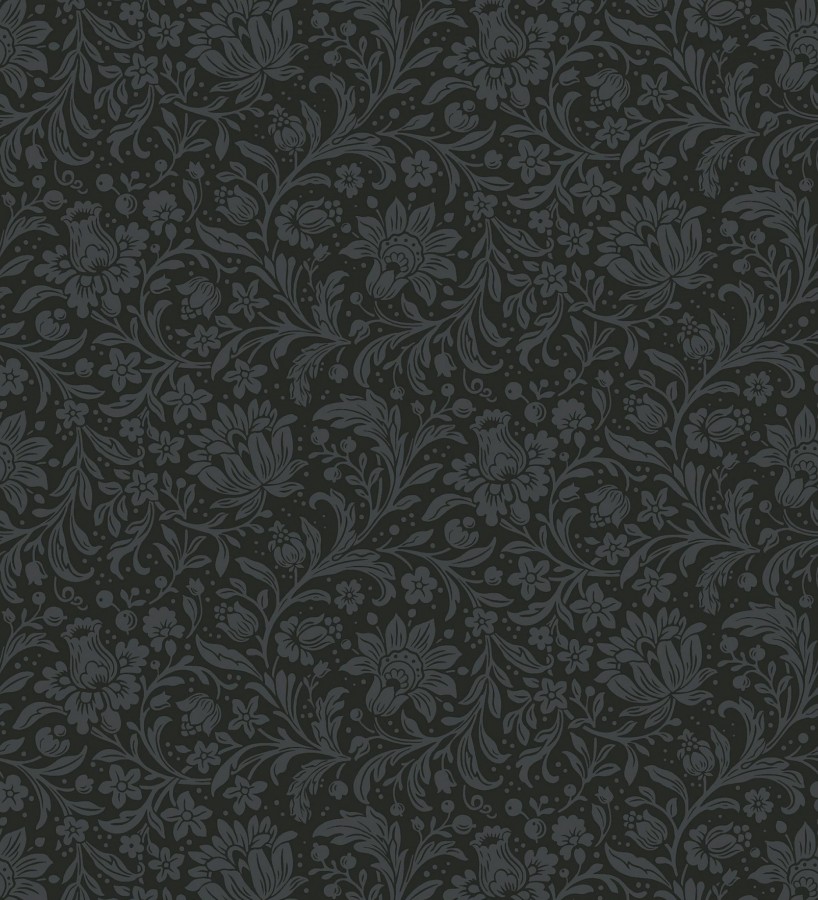Papel pintado floral con hojas estilo vintage fondo azul oscuro  Waverly Ornate 683665