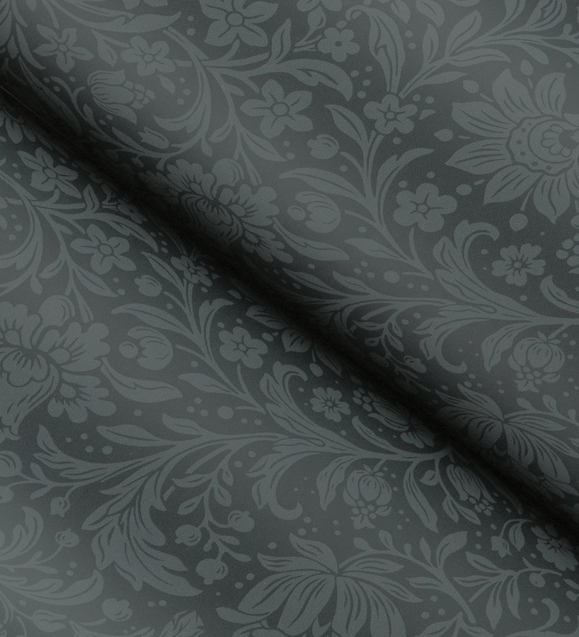 Papel pintado floral con hojas estilo vintage fondo azul oscuro  Waverly Ornate 683665