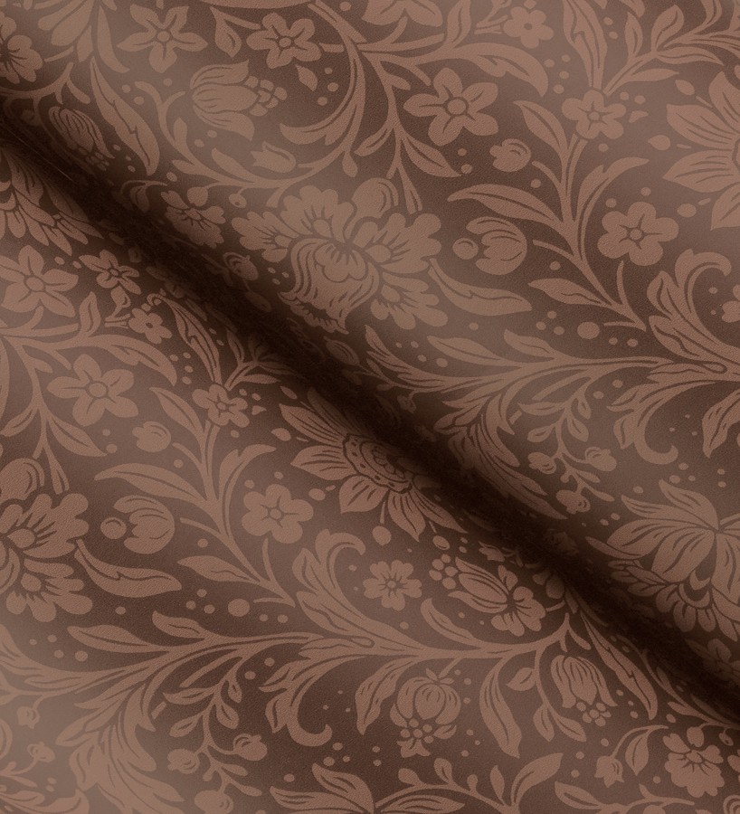 Papel pintado floral con hojas estilo vintage fondo rojo burdeos  Waverly Ornate 683666