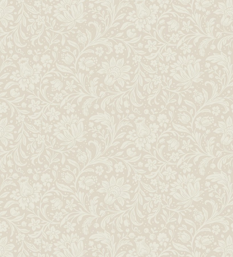 Papel pintado floral con hojas estilo vintage fondo nácar beige claro  Waverly Ornate 683668