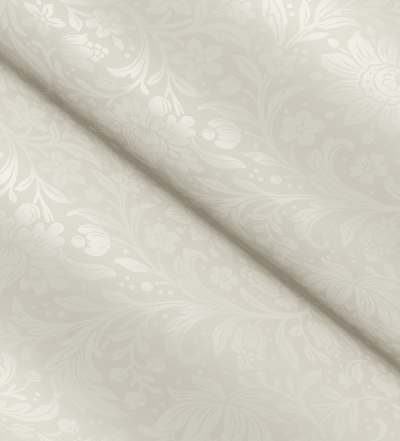 Papel pintado floral con hojas estilo vintage fondo nácar beige claro  Waverly Ornate 683668
