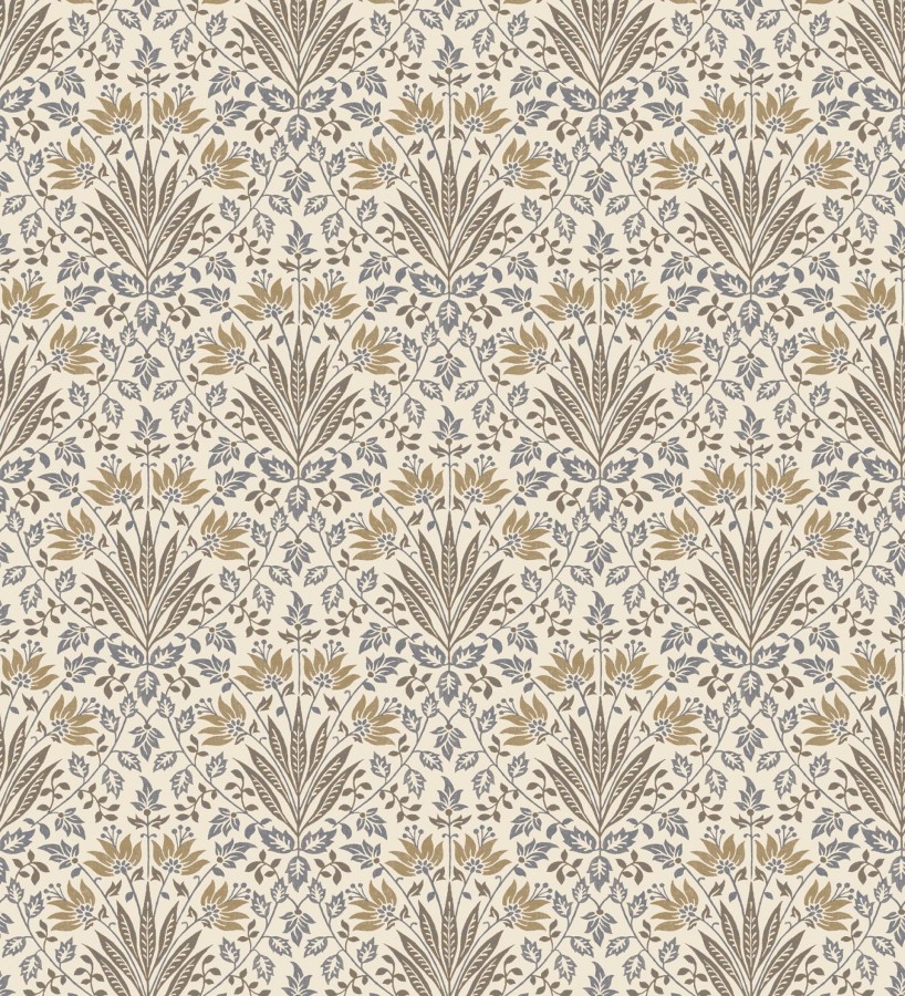 Papel pintado damasco botánico ocre fondo beige claro  Scott Morrisian 683672