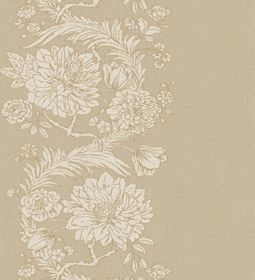 Papel pintado ornamental de flores perfiladas en oro fondo beige  Montrose Grand 683679