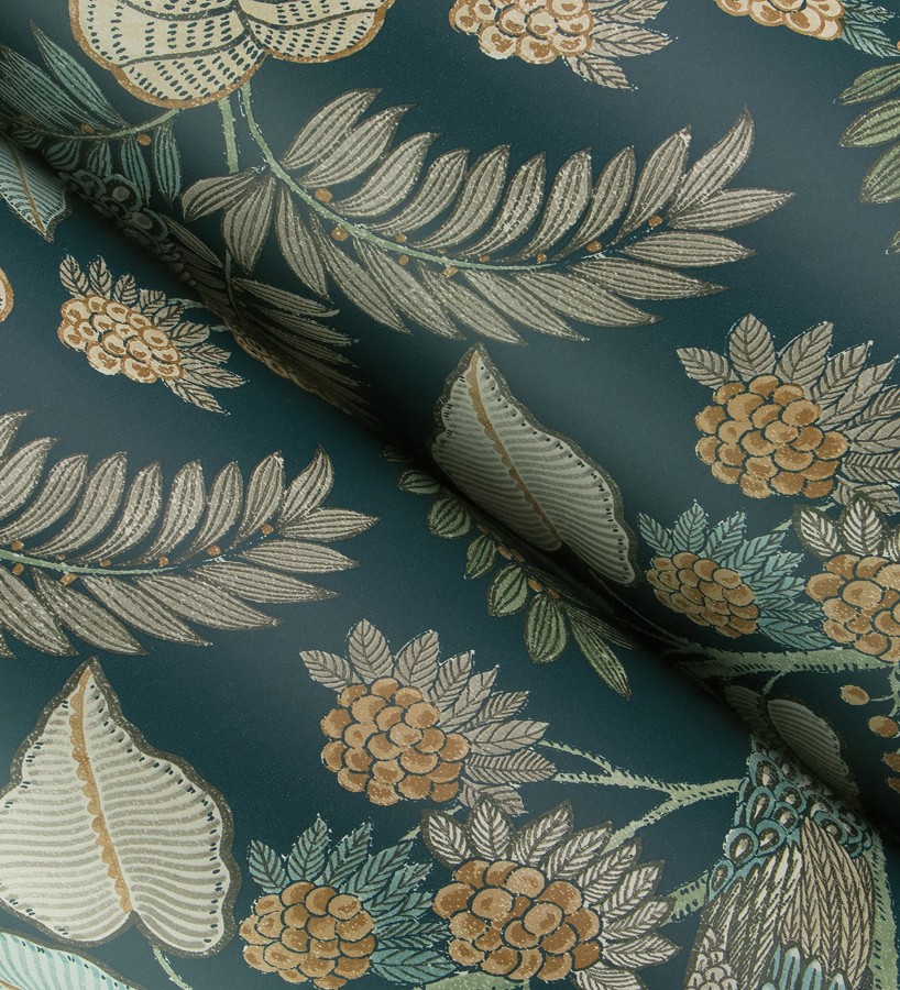 Papel pintado exótico de pavos reales y selva fondo verde oscuro  Mayfair Peacock 683684
