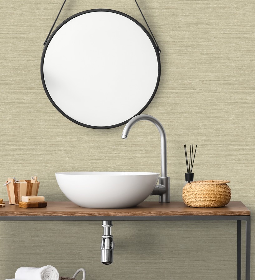 Papel pintado textura mixta lino y seda beige arena  Basilea Linen 683689