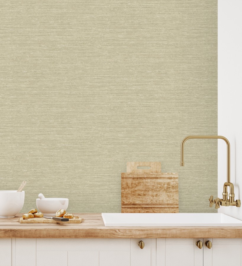 Papel pintado textura mixta lino y seda beige arena  Basilea Linen 683689