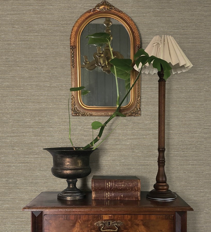 Papel pintado textura mixta lino y seda tonos beige tostado  Basilea Linen 683690