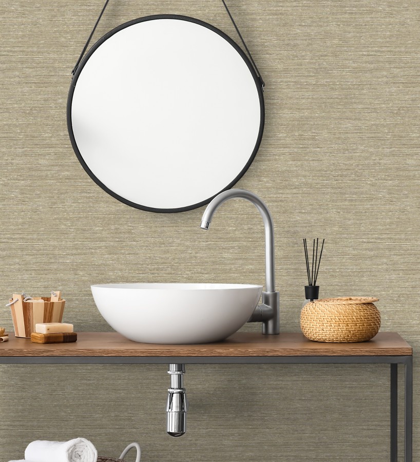 Papel pintado textura mixta lino y seda tonos beige tostado  Basilea Linen 683690