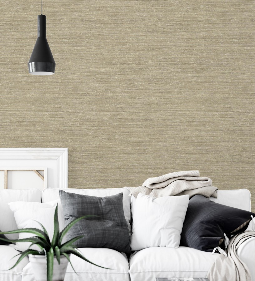 Papel pintado textura mixta lino y seda tonos beige tostado  Basilea Linen 683690