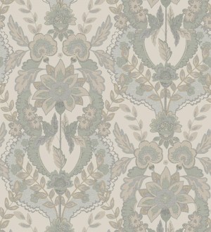 Papel pintado ornamental de flores estilo inglés fondo crema Chelsea Regal 683694