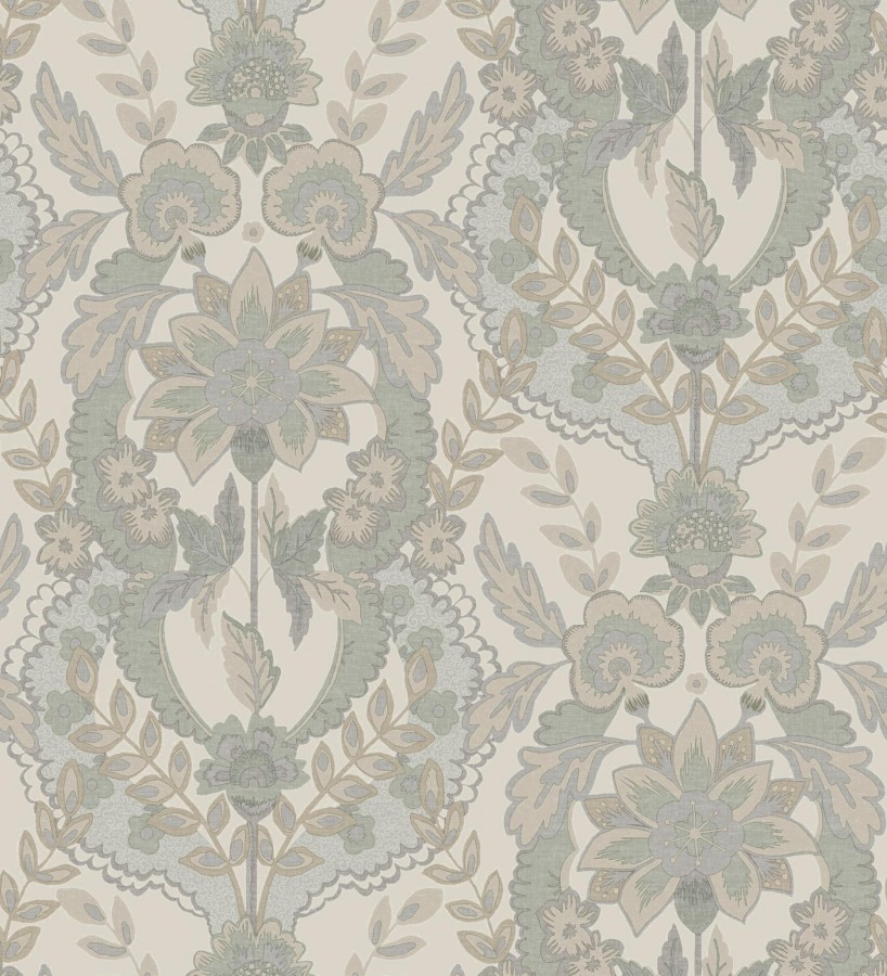 Papel pintado ornamental de flores estilo inglés fondo crema  Chelsea Regal 683694