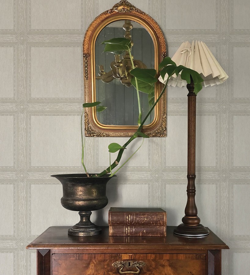 Papel pintado de cuadros de madera con textura tallada estilo inglés  Kensington Panelled 683697
