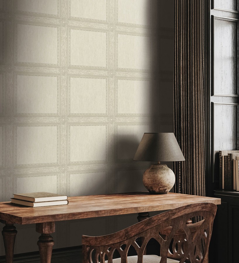 Papel pintado de cuadros de madera con textura tallada estilo inglés  Kensington Panelled 683697