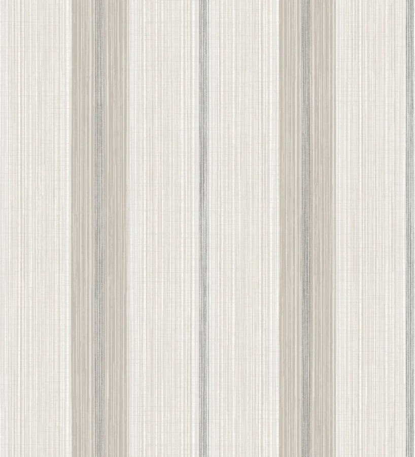 Papel pintado de rayas efecto lino natural texturado color gris visón  Clarendon Lined 683700