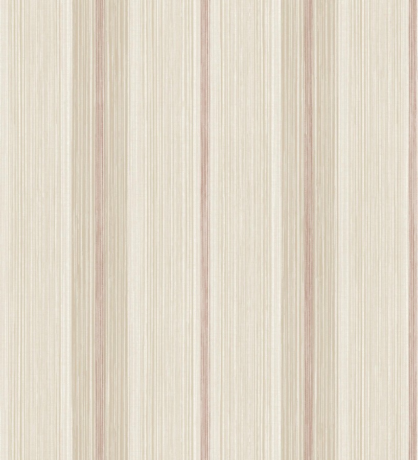 Papel pintado de rayas efecto lino natural texturado color terracota  Clarendon Lined 683702