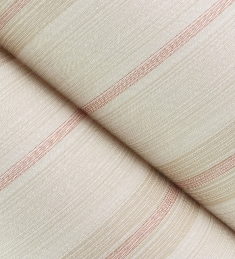 Papel pintado de rayas efecto lino natural texturado color terracota  Clarendon Lined 683702